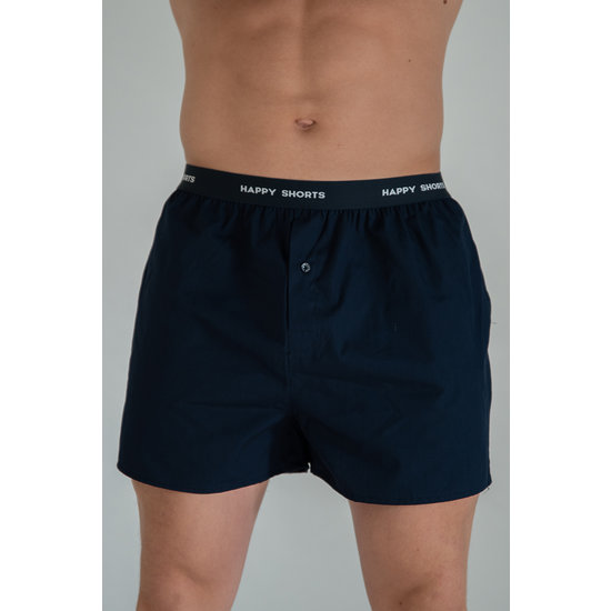 Happy Shorts Happy Shorts 3-Pack Wijde Boxershort Gestipt - Geblokt - Effen Blauw