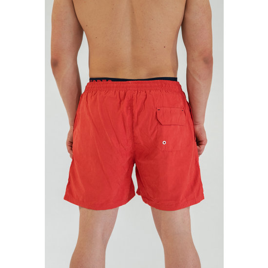 Happy Shorts Happy Shorts Mens Swim Shorts Double Waistband Solid Red