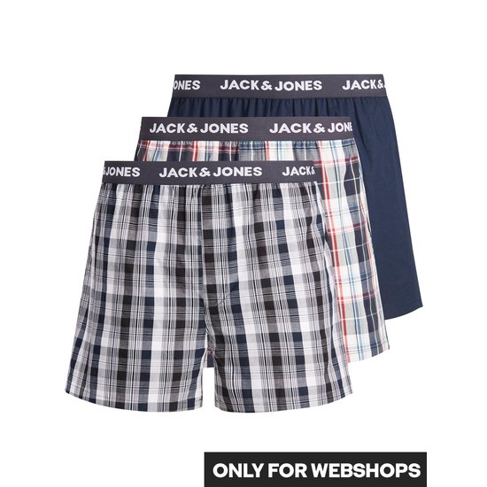 Jack & Jones Jack & Jones Wijde Boxershorts Heren 3-Pack JACCHECK Geruit
