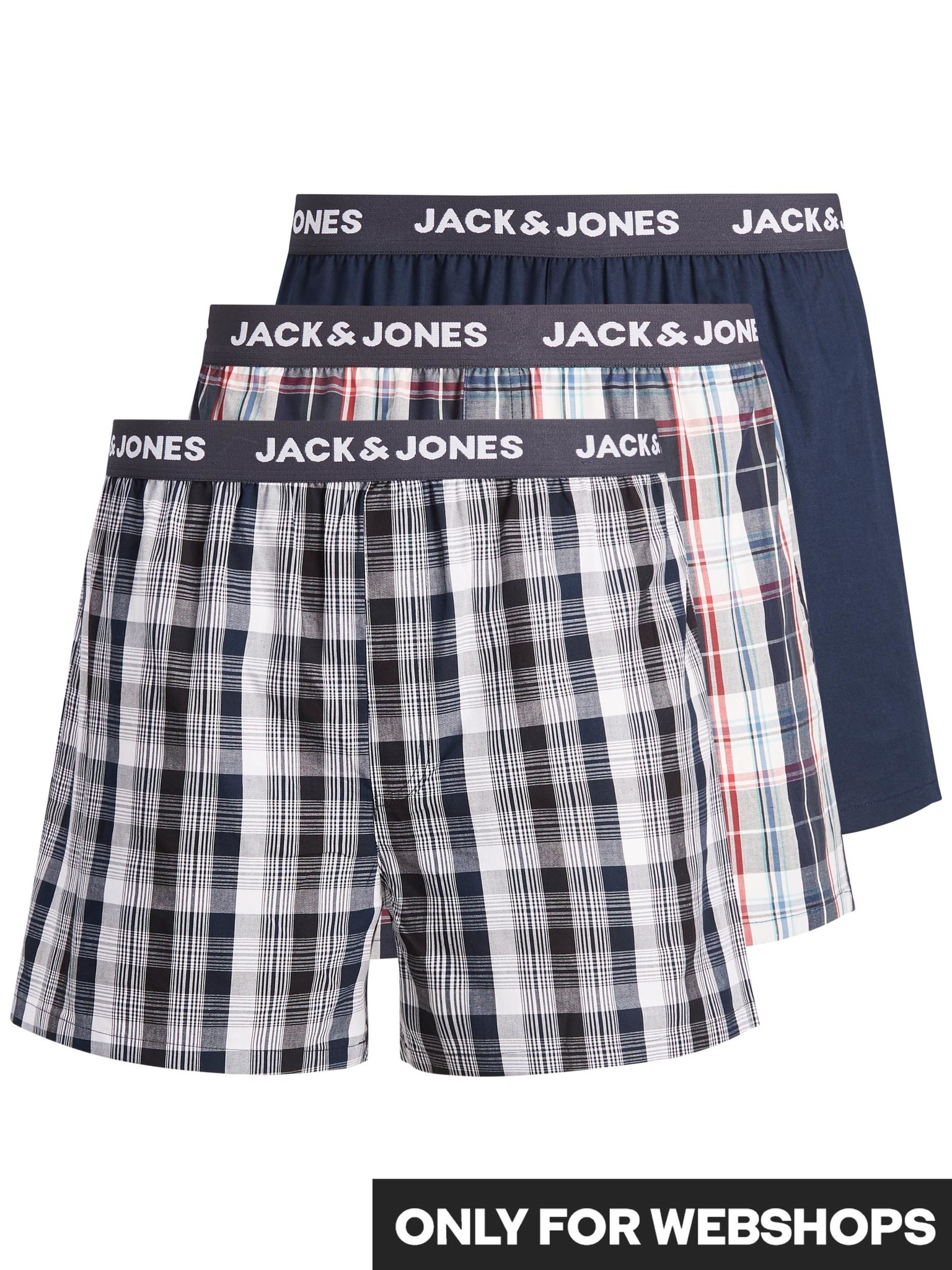 JACK&JONES JACCHECK WOVEN BOXERS 3 PACK Heren Onderbroek - Maat L