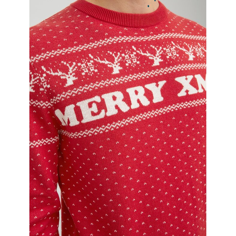 Jack & Jones Jack & Jones Christmas Sweater Men JORXMAS Red Knitted Pullover
