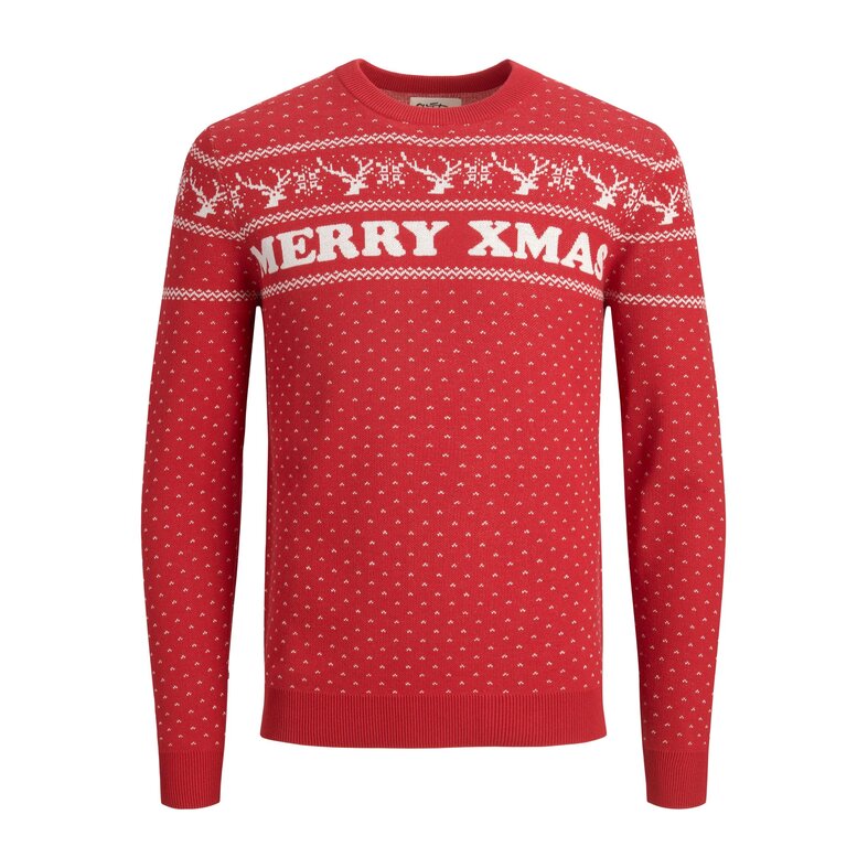 Jack & Jones Jack & Jones Christmas Sweater Men JORXMAS Red Knitted Pullover