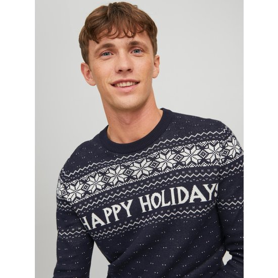 Jack & Jones Jack & Jones Christmas Sweater Men JORXMAS Navy Blue Knitted Pullover