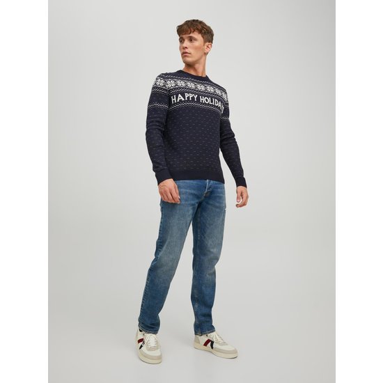 Jack & Jones Jack & Jones Kersttrui Heren JORXMAS Blauw Gebreide Pullover