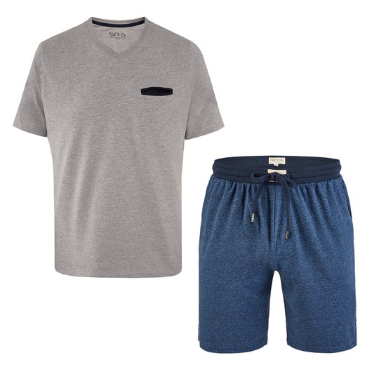 Phil & Co Phil & Co Essential Shortama Men Short Pajamas Cotton Grey / Blue
