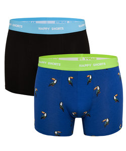 Happy Shorts 2-Pack Boxershorts Met Print Heren Neon Tucan