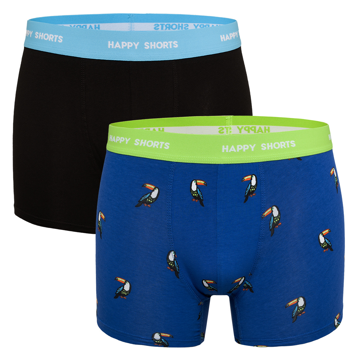 Happy Shorts 2-Pack Boxershorts Met Print Heren Neon Tucan - Maat L