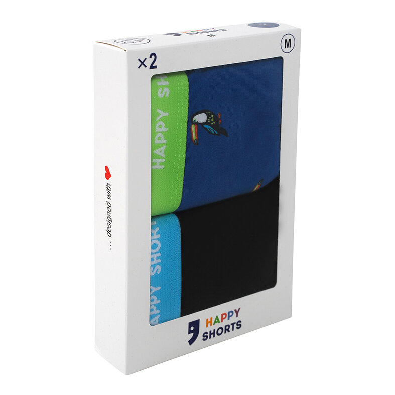 Happy Shorts Happy Shorts 2-Pack Boxershorts Met Print Heren Neon Tucan