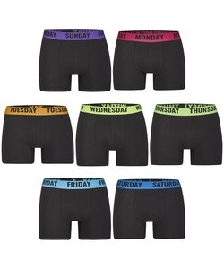 Happy Shorts 7-Pack For One Week Zwarte Boxershorts Heren Multipack