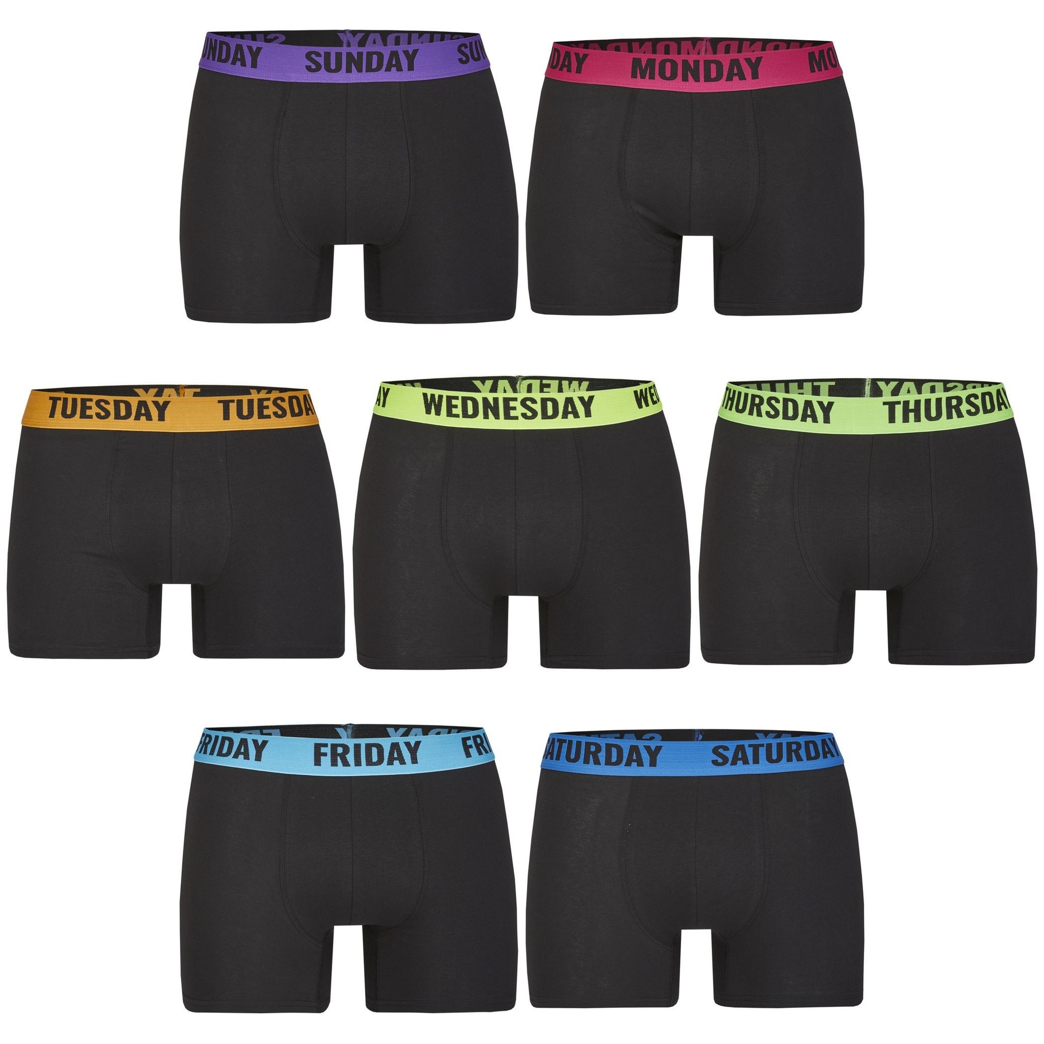 Happy Shorts Happy Shorts 7 Pack For One Week Zwarte Boxershorts Heren Multipack