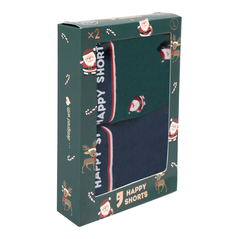 Happy Shorts Happy Shorts 2-Pack Kerst Boxershorts Heren Santas