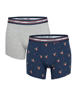 Happy Shorts 2-Pack Christmas Boxer Shorts Men Reindeer