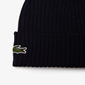 Lacoste Lacoste Beanie Geribbelde Dames Heren Muts Wol Zwart RB0001