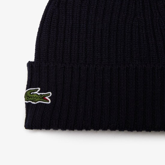 Lacoste  Lacoste Beanie Ribbed Womens Mens Beanie Wool Black RB0001