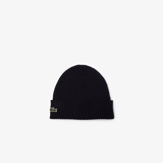 Lacoste  Lacoste Beanie Ribbed Womens Mens Beanie Wool Black RB0001