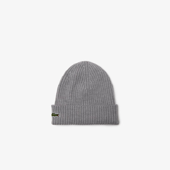 Lacoste  Lacoste Beanie Ribbed Womens Mens Beanie Wool Grey RB0001