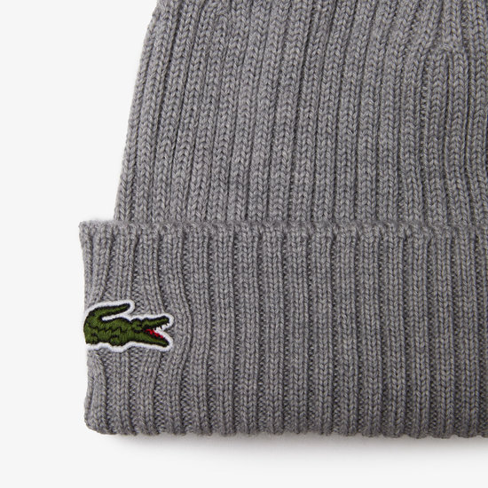 Lacoste  Lacoste Beanie Ribbed Womens Mens Beanie Wool Grey RB0001