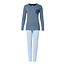 By Louise By Louise Dames Pyjama Set Lang Katoen Gestreept Blauw
