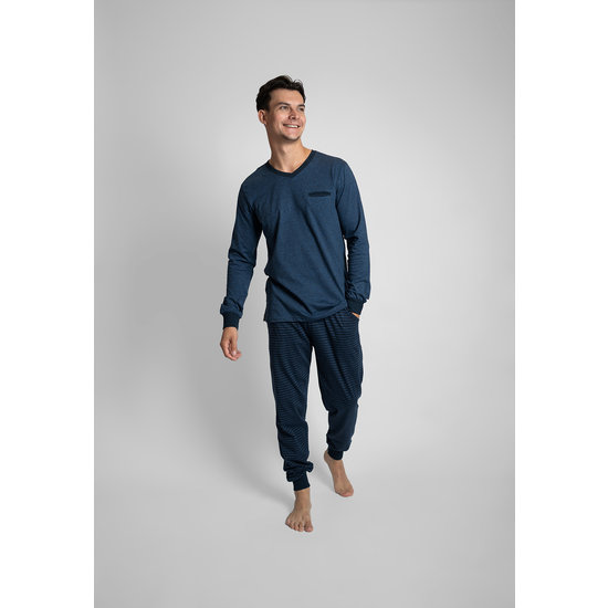 Phil & Co Phil & Co Essential Heren Pyjamaset Lang Blauw