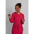 By Louise By Louise Ochtendjas Dames Slim-Fit Badstof met Rits en Capuchon Roze Badjas