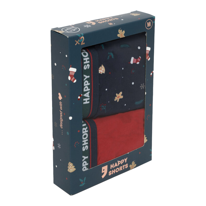 Happy Shorts Happy Shorts 2-Pack Kerst Boxershorts Heren Christmas Stuff