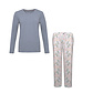 By Louise By Louise Women's Pajama Set Long Sleeve Cotton Grey / Flower Print