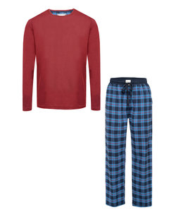 Phil & Co Long Men's Pajama Set With Flannel Pajama Pants Red