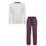 Phil & Co Phil & Co Lange Heren Winter Pyjama Set Met Flanellen Pyjamabroek Geruit Grijs