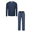 Phil & Co Phil & Co Lange Heren Winter Pyjama Set Met Flanellen Pyjamabroek Geblokt Blauw