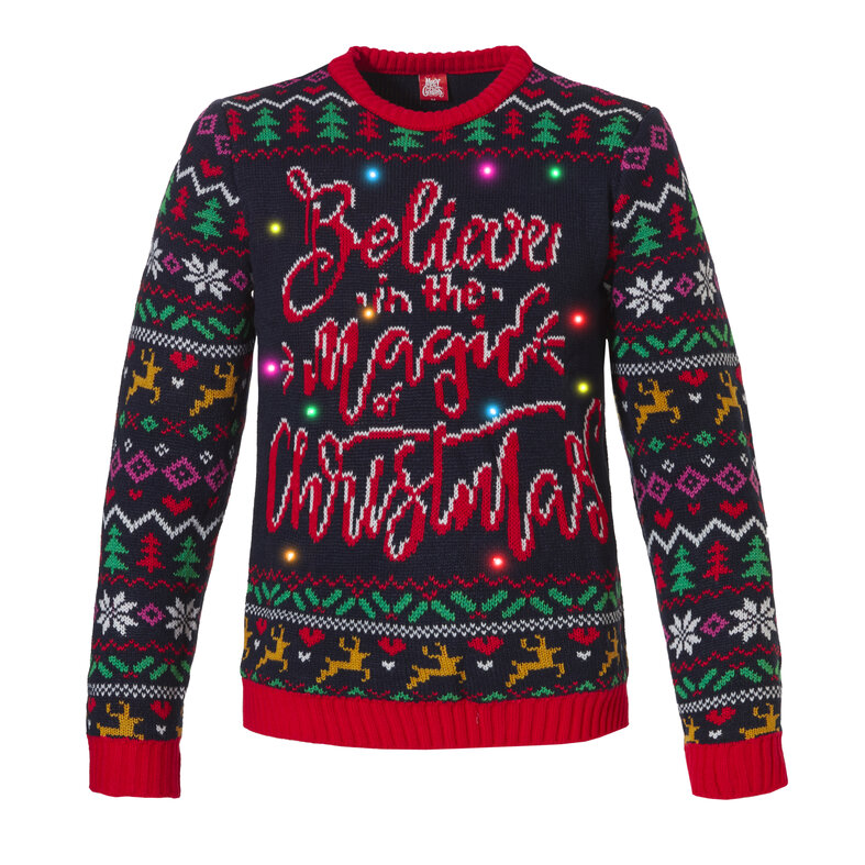 Apollo Apollo Funny Christmas Sweater Women With Led Lights Navy