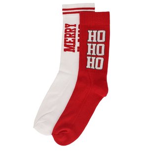 Christmas Socks Men Ladies White / Red Sports Socks 2-Pack