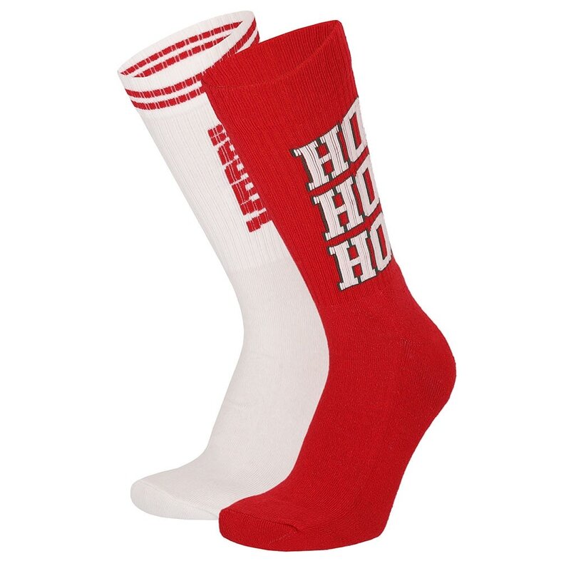 Apollo Christmas Socks Men Ladies White / Red Sports Socks 2-Pack