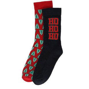 Christmas Socks Men Ladies Navy / Red Sports Socks 2-Pack