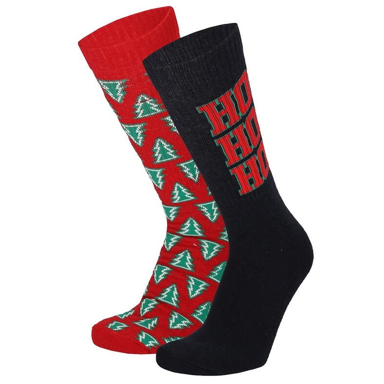 Apollo Kerstsokken Heren Dames Navy  / Rood Sportsokken 2-Pack