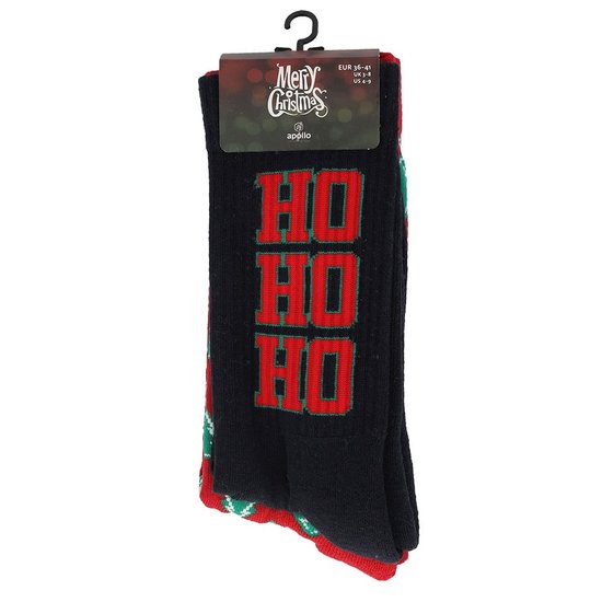 Apollo Christmas Socks Men Ladies Navy / Red Sports Socks 2-Pack