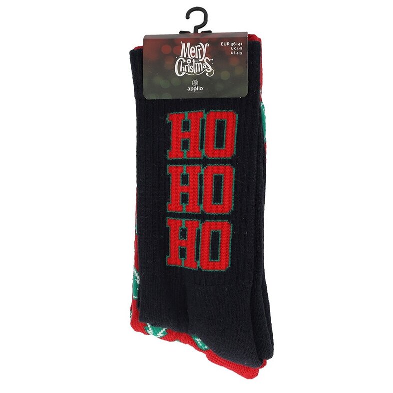 Apollo Kerstsokken Heren Dames Navy  / Rood Sportsokken 2-Pack