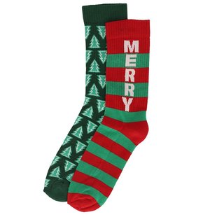 Christmas Socks Men Ladies Green / Red Sports Socks 2-Pack