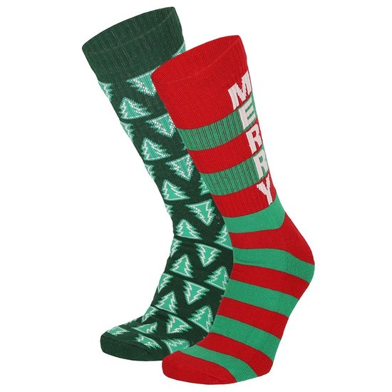 Apollo Christmas Socks Men Ladies Green / Red Sports Socks 2-Pack