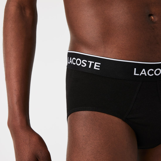 Lacoste Lacoste Black Mens Casual Briefs Black 3-Pack