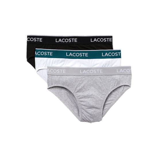 Lacoste Lacoste Mens Casual Briefs Black / Grey / White 3-Pack