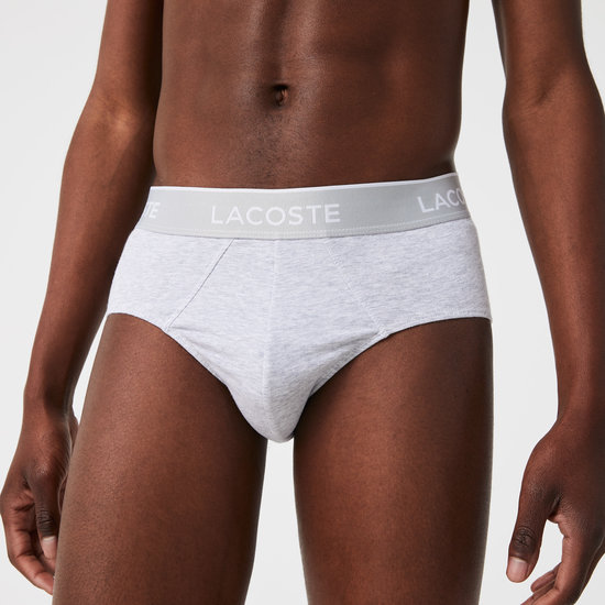 Lacoste Lacoste Mens Casual Briefs Black / Grey / White 3-Pack