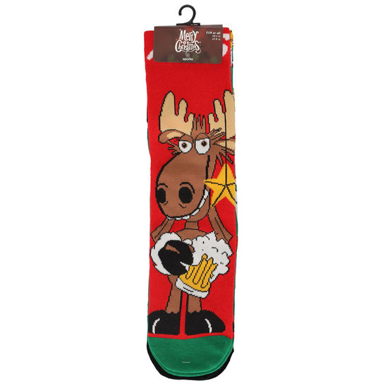 Apollo  Apollo Funny Christmas Socks Men 2-Pack Rudolph / Beer