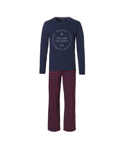 Phil & Co Lange Heren Winter Pyjama Set Katoen Blauw Sørvagen