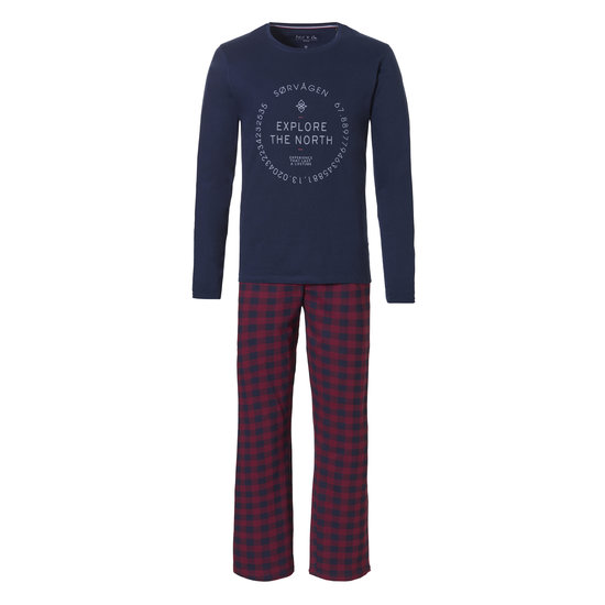 Phil & Co Phil & Co Long Men's Winter Pajama Set Cotton Blue Sørvagen