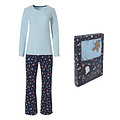 Happy Shorts Happy Shorts Women Christmas Pajama Shirt Blue + Pants Winter Print Giftbox