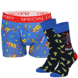 Men's Christmas Boxer Shorts + Socks Gift SET Special Delivery