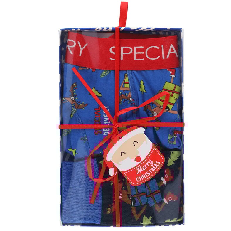 Apollo Heren Kerst Boxershort + Sokken Cadeau SET Special Delivery Giftbox