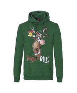 Mens Christmas Hooded Sweater Jingle Bells Hoodie Green