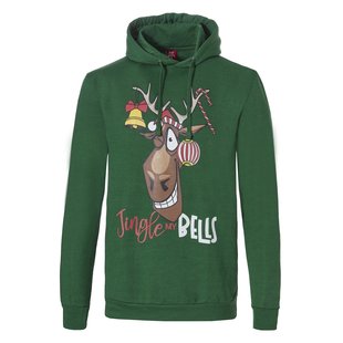 Mens Christmas Hooded Sweater Jingle Bells Hoodie Green