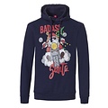 Apollo Mens Christmas Hooded Sweater Badass Santa Hoodie Christmas Print Blauw